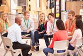 A group of students indoors graphic.